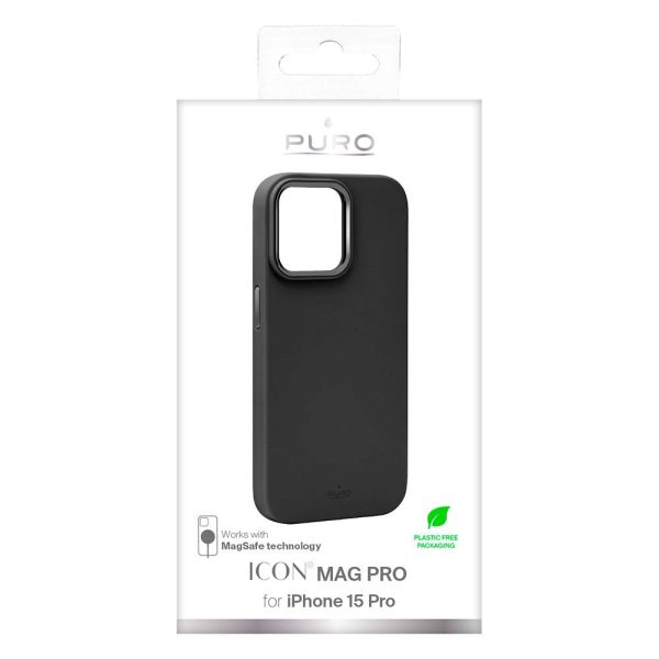 iPhone 15 Pro Puro Icon Mag Pro Silikone Cover - MagSafe Kompatibel - Sort For Sale