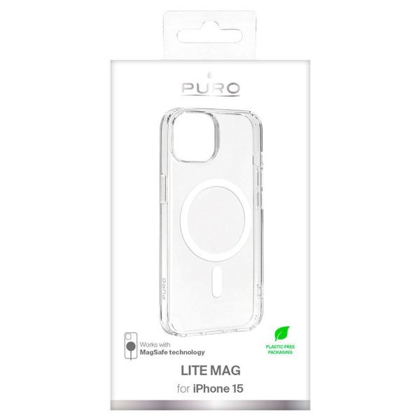 iPhone 15 Puro Lite Mag Cover - MagSafe Kompatibel - Gennemsigtig   Hvid Discount