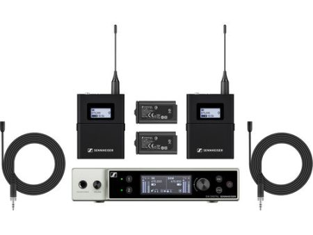 Sennheiser EW-DX MKE 2 SET Dual-Channel Digital Wireless System with Two Omni Lavalier Mics - Q1-9: 470 to 550 MHz Discount