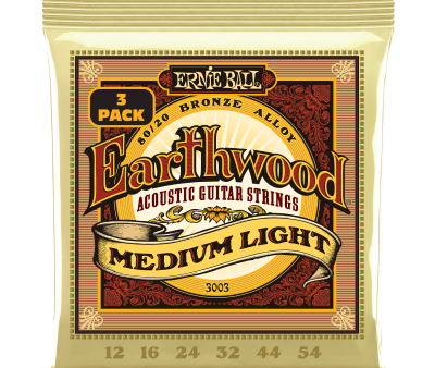 Ernie Ball 3003EB Earthwood Medium Light 80 20 Bronze Acoustic Guitar Strings - 3 Pack Hot on Sale