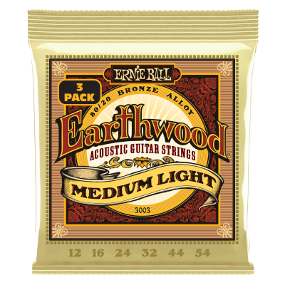 Ernie Ball 3003EB Earthwood Medium Light 80 20 Bronze Acoustic Guitar Strings - 3 Pack Hot on Sale