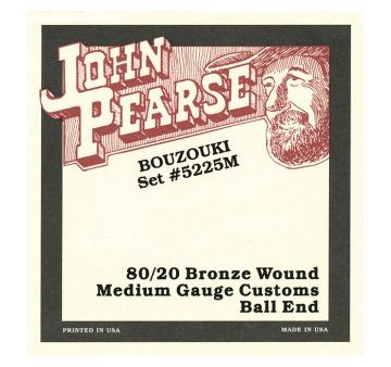 John Pearse JP5225 80 20 Bronze Wound Bouzouki Strings - Medium Gauge Customs Ball End For Cheap