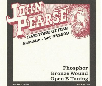 John Pearse JP3250 Phosphor Bronze Wound Baritone Resophonic Guitar Strings - Open E Tuning For Sale