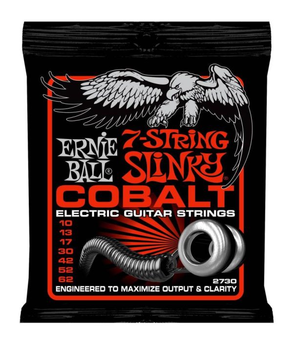 Ernie Ball 2730EB Cobalt 7 String Guitar Strings - Skinny Top Heavy Bottom .010-.062 For Cheap