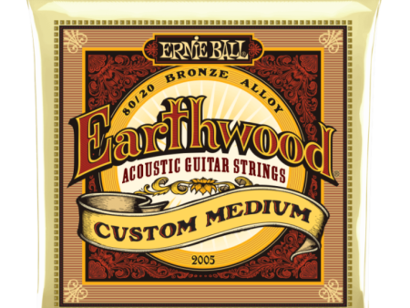 Ernie Ball 2005EB Earthwood Custom Medium 80 20 Acoustic Guitar Strings - 12.5-56 Supply