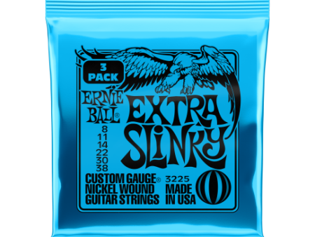 Ernie Ball 3225EB Extra Slinky Electric Guitar Strings - 8-38 3-Pack For Sale