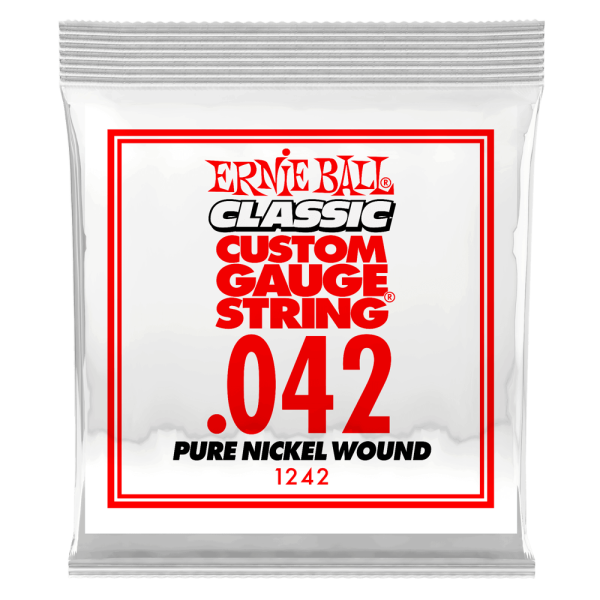 Ernie Ball 1242EB Classic Pure Nickel Wound Custom Gauge Electric Guitar String - 0.042 Fashion