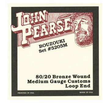 John Pearse JP5205 80 20 Bronze Wound Bouzouki Strings - Medium Gauge Customs Loop End Online now