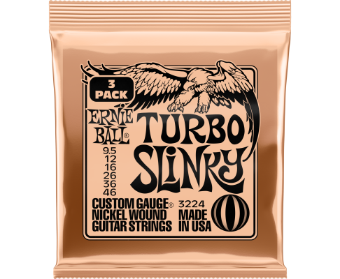 Ernie Ball 3224EB Turbo Slinky Electric Guitar Strings - 9.5-46 3-Pack For Sale