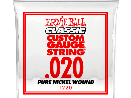 Ernie Ball 1220EB Classic Pure Nickel Wound Custom Gauge Electric Guitar String - 0.020 Fashion