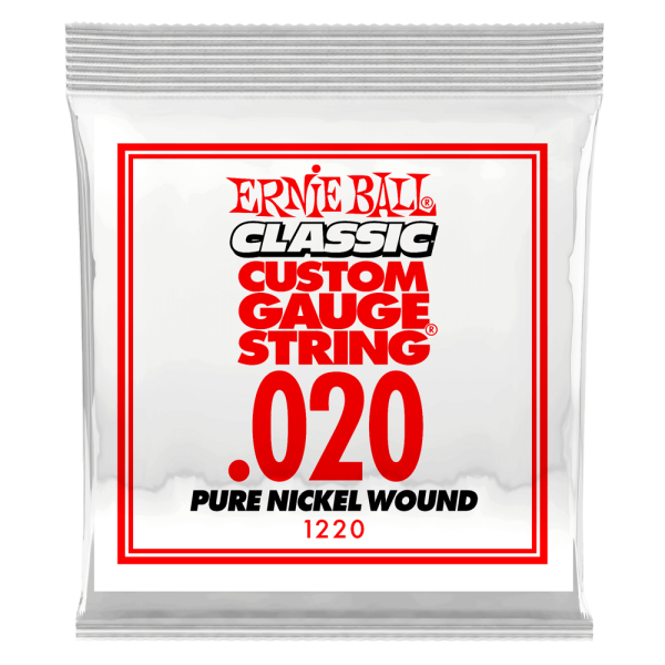 Ernie Ball 1220EB Classic Pure Nickel Wound Custom Gauge Electric Guitar String - 0.020 Fashion