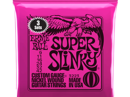 Ernie Ball 3223EB 3-Pack Super Slinky Electric Strings 9-42 Hot on Sale