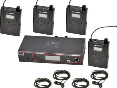 Galaxy Audio AS-1200-4 Twin Pack Wireless In-Ear Monitor System with 4 Receivers & EB4 Earbuds (D: 584 to 607 MHz) Online