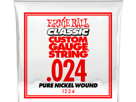 Ernie Ball 1224EB Classic Pure Nickel Wound Custom Gauge Electric Guitar String - 0.024 Online Sale