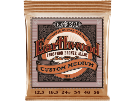 Ernie Ball 2143EB Earthwood Custom Medium Phosphor Bronze Acoustic Guitar Strings - 12.5-56 Sale