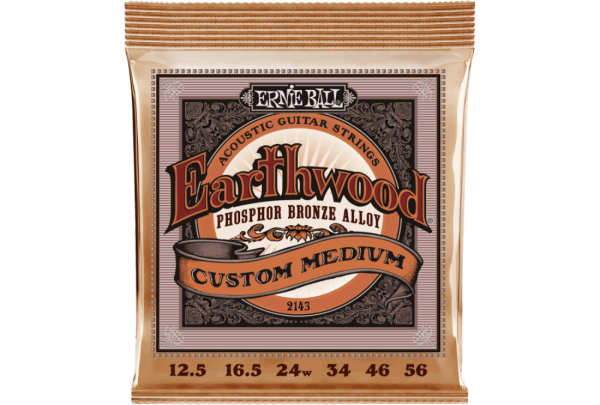 Ernie Ball 2143EB Earthwood Custom Medium Phosphor Bronze Acoustic Guitar Strings - 12.5-56 Sale