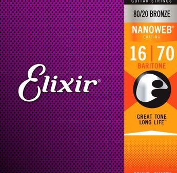 Elixir 11306-ELX Nanoweb Coated 80 20 Bronze Acoustic Baritone Guitar Strings - .016-.070 Sale