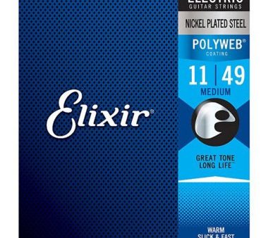 Elixir 12100 Polyweb Coated Medium Nickel Plated Steel Electric Guitar Strings - .011-.049 For Cheap