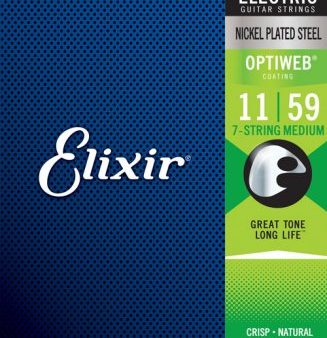 Elixir 19106 Optiweb Medium Nickel Plated Electric Guitar 7 Strings - .011-.059 Hot on Sale