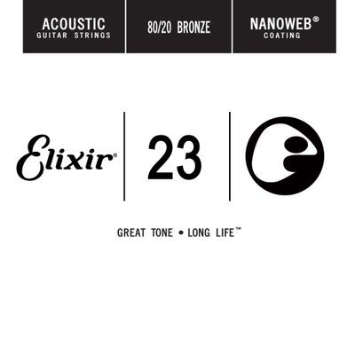 Elixir 15123 Nanoweb 80 20 Bronze Acoustic Guitar String - .023 Supply