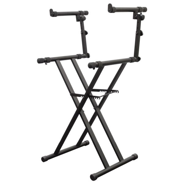 Odyssey LTBXS2 - Black Heavy-Duty Two Tier X-Stand for DJ Coffins and Controller Cases Fashion