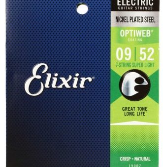 Elixir 19007 Optiweb Super Light Nickel Plated Steel Electric Guitar 7 Strings - .009-.052 Supply