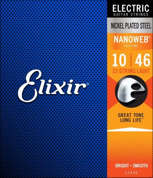 Elixir 12450 Nanoweb Electric Guitar Strings - .010-.046 Light 12-String Sale